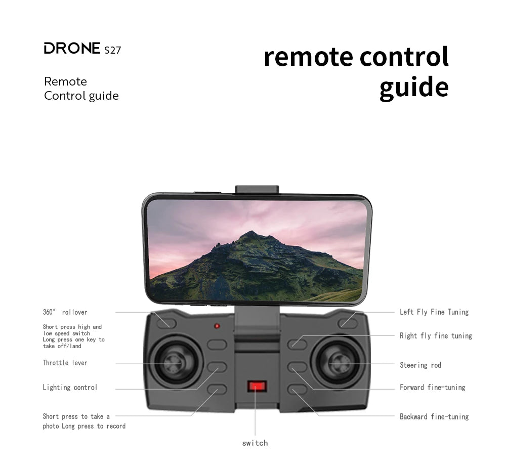 S27 Drone, fly fine tuning short hign and iow speed switch right