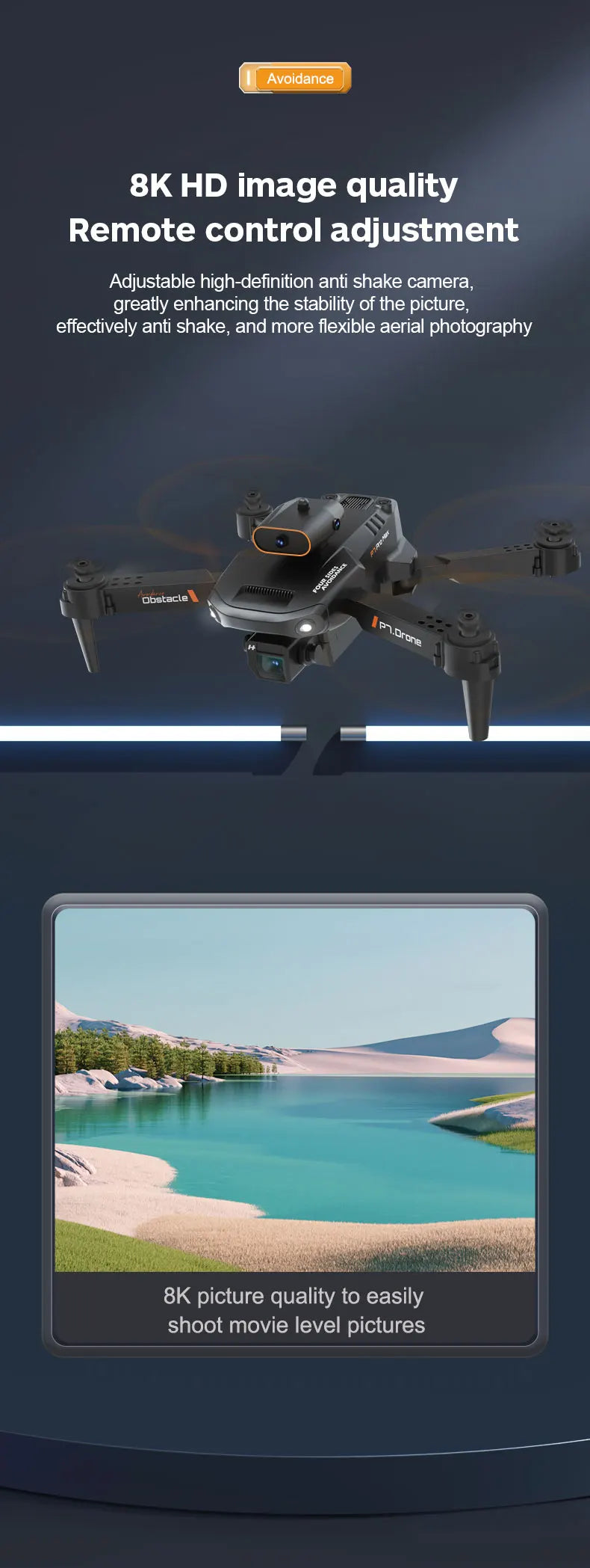 P7 Drone, avoidance 8k hd image quality remote control adjustment adjustable high
