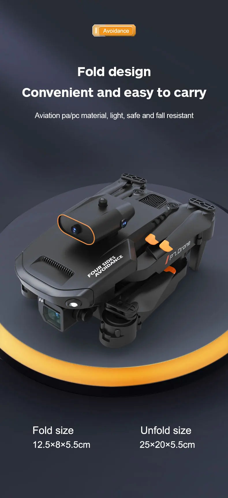 P7 Drone, avoidance fold design convenient and easy to carry aviation palpc material