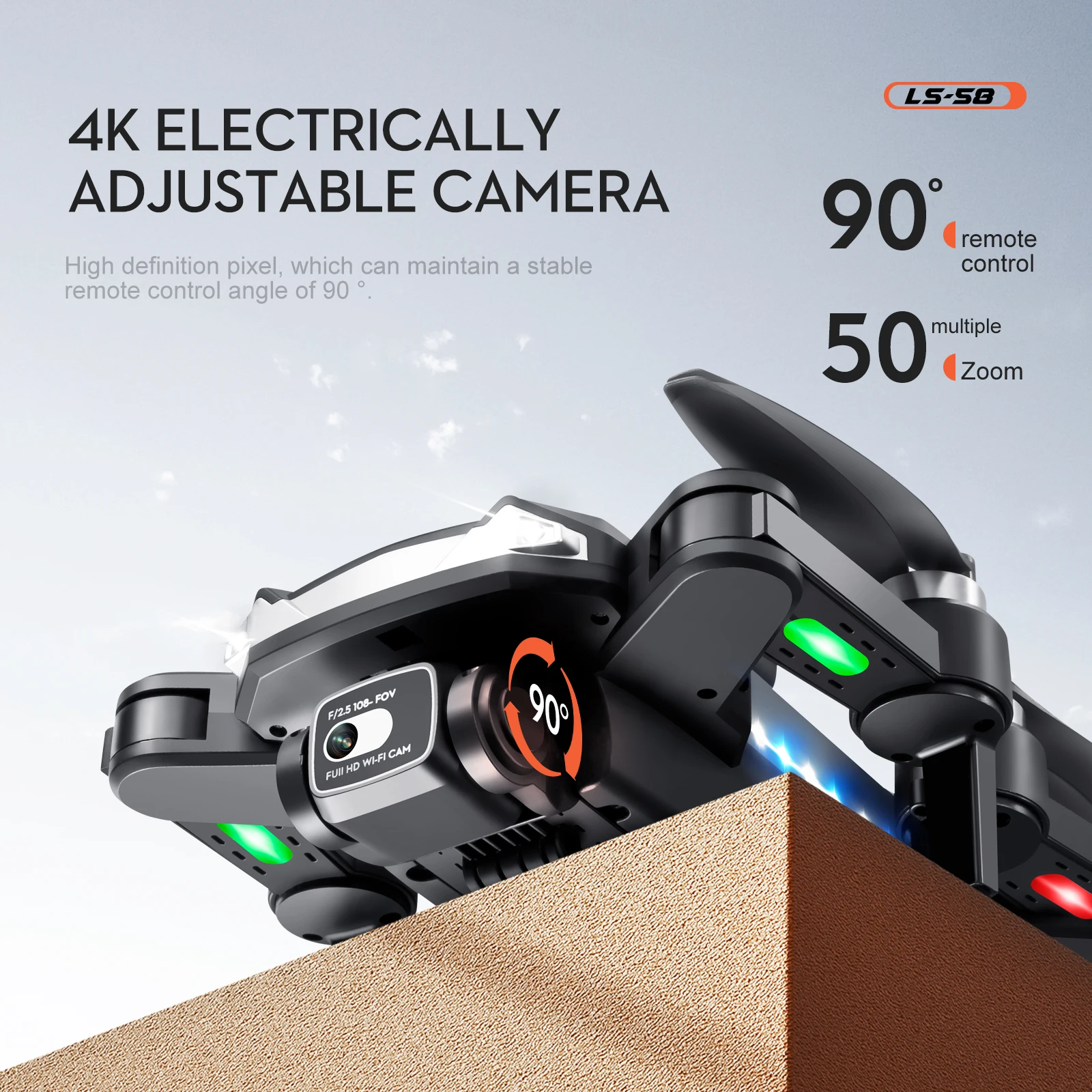 طائرة بدون طيار KBDFA LS58 - مع نظام تحديد المواقع 4K عالي الدقة وكاميرا مزدوجة طائرات بدون طيار احترافية قابلة للطي RC هليكوبتر واي فاي FPV ارتفاع عقد هدية لعبة بدون طيار 14 KBDFA LS58 Drone, ls-5o 4k electrically adjustable camera 90 remote high