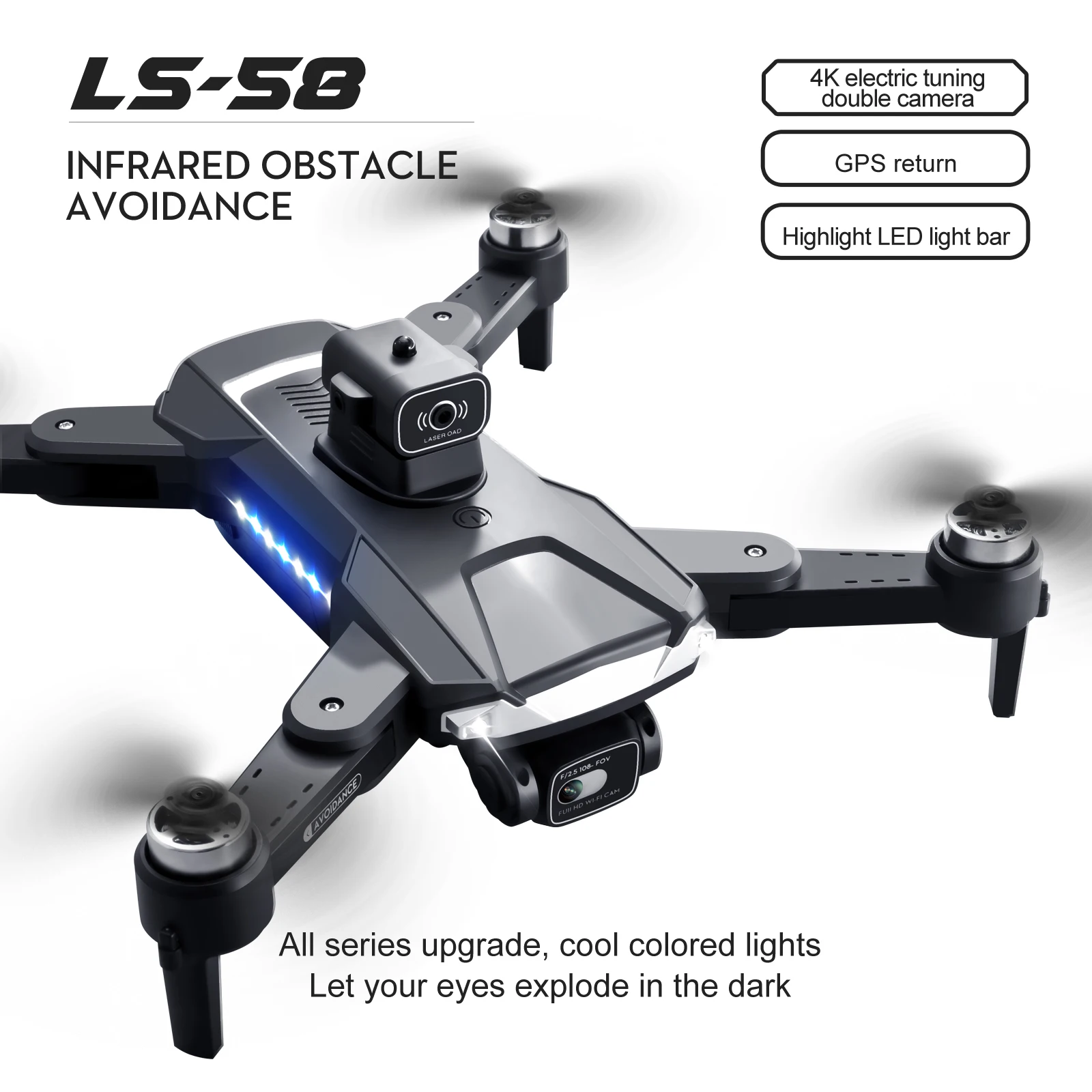 طائرة بدون طيار KBDFA LS58 - مع نظام تحديد المواقع 4K عالي الدقة وكاميرا مزدوجة طائرات بدون طيار احترافية قابلة للطي RC هليكوبتر واي فاي FPV ارتفاع عقد هدية لعبة بدون طيار 29 KBDFA LS58 Drone, ls-5q 4k electric tuning double camera infrare