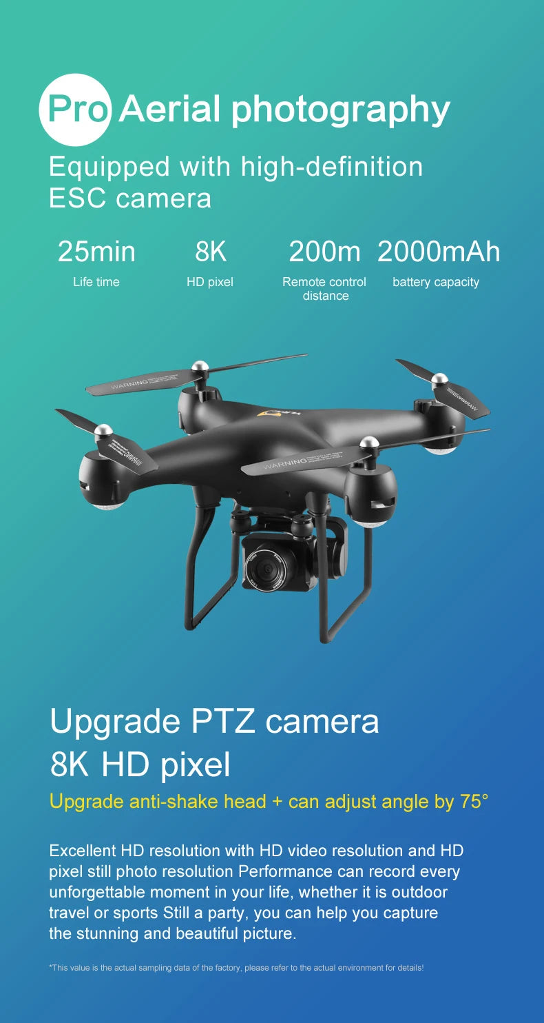 S32T Pro Drone - 8K RCWiFi Camera 4K HD قابلة للطي احترافية RC Quadcopter Helicopter High Hold Mode FPV Long Fly Helicopter 18 S32T Pro Drone, aerial photography equipped with high-definition esc camera 25min