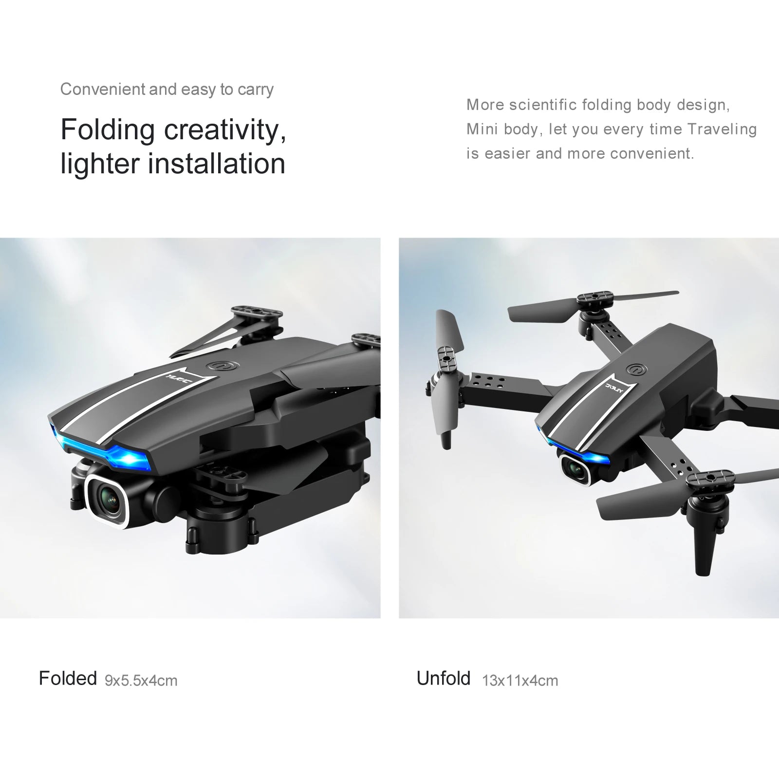 KBDFA S65 4K Mini Drone - HD WIFI FPV 1080P ارتفاع الكاميرا مع تثبيت RC قابلة للطي كوادكوبتر درون Rc هليكوبتر بدون طيار لعبة هدية 32 KBDFA S65 4K Mini Drone, convenient and easy t0 carry more scientific folding body design, folding