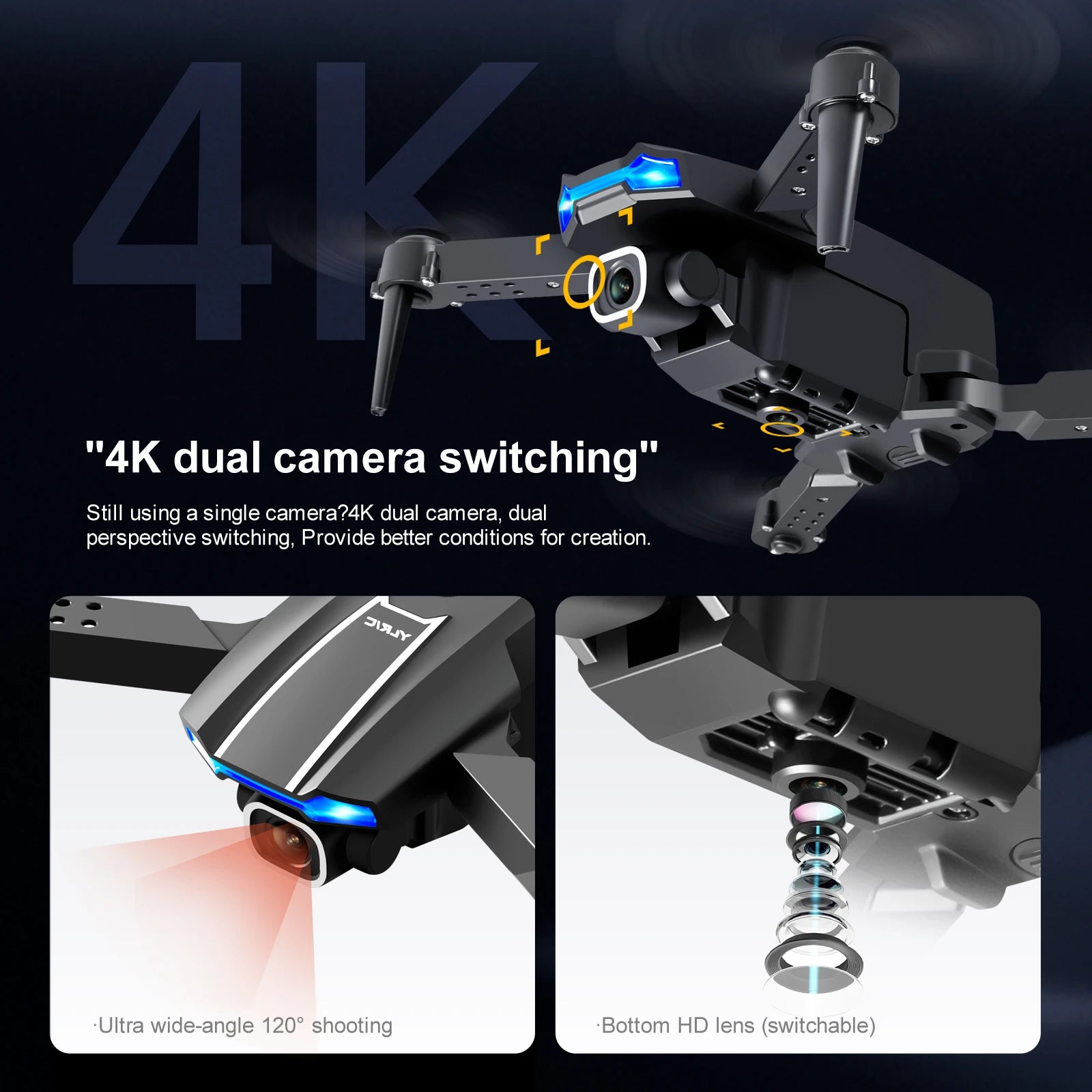 KBDFA S65 4K Mini Drone - HD WIFI FPV 1080P ارتفاع الكاميرا مع تثبيت RC قابلة للطي كوادكوبتر درون Rc هليكوبتر بدون طيار لعبة هدية 37 KBDFA S65 4K Mini Drone, jmuyu: "4k dual camera switching"