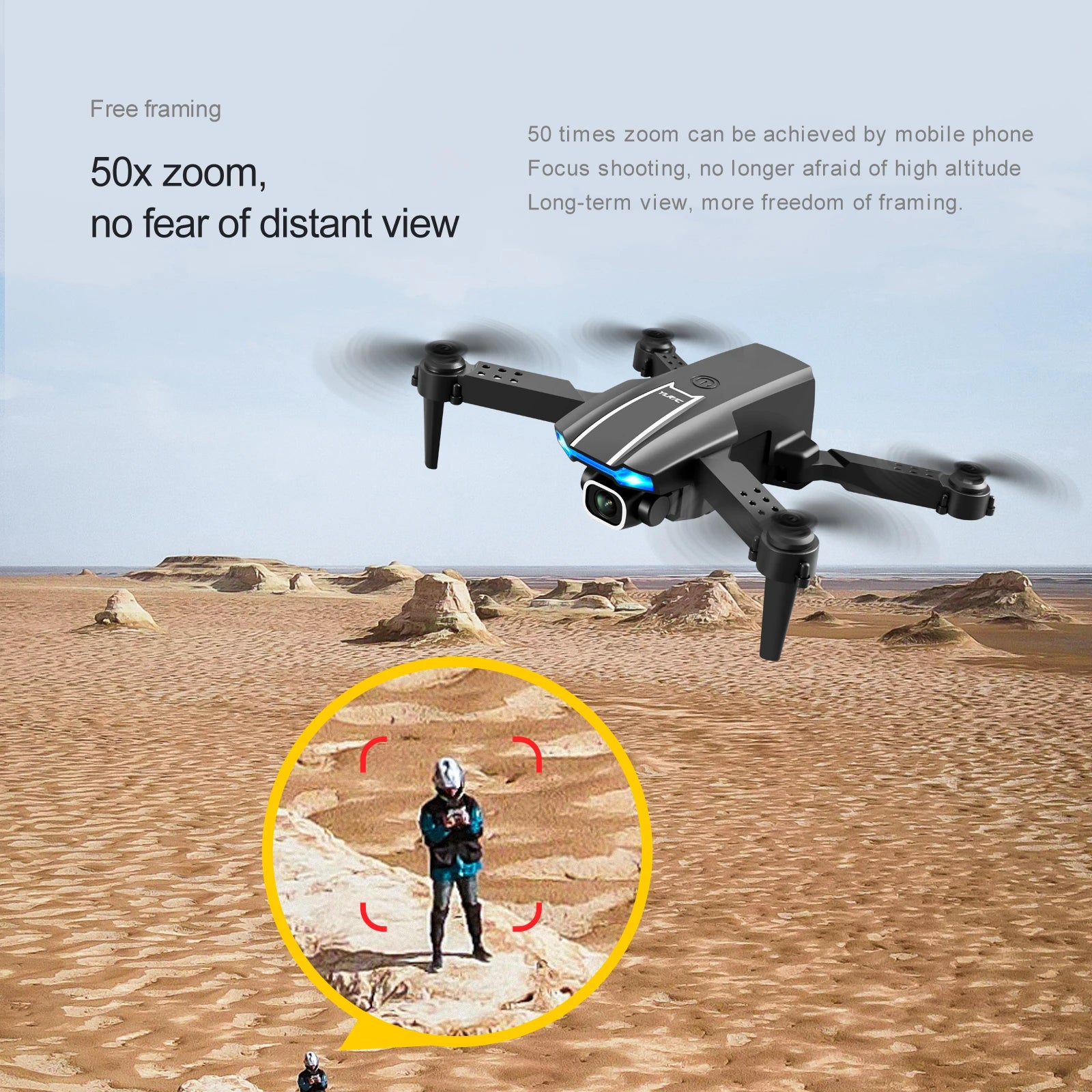 KBDFA S65 4K Mini Drone - HD WIFI FPV 1080P ارتفاع الكاميرا مع تثبيت RC قابلة للطي كوادكوبتر درون Rc هليكوبتر بدون طيار لعبة هدية 46 KBDFA S65 4K Mini Drone, free framing 50 times zoom can be achieved by mobile phone 50