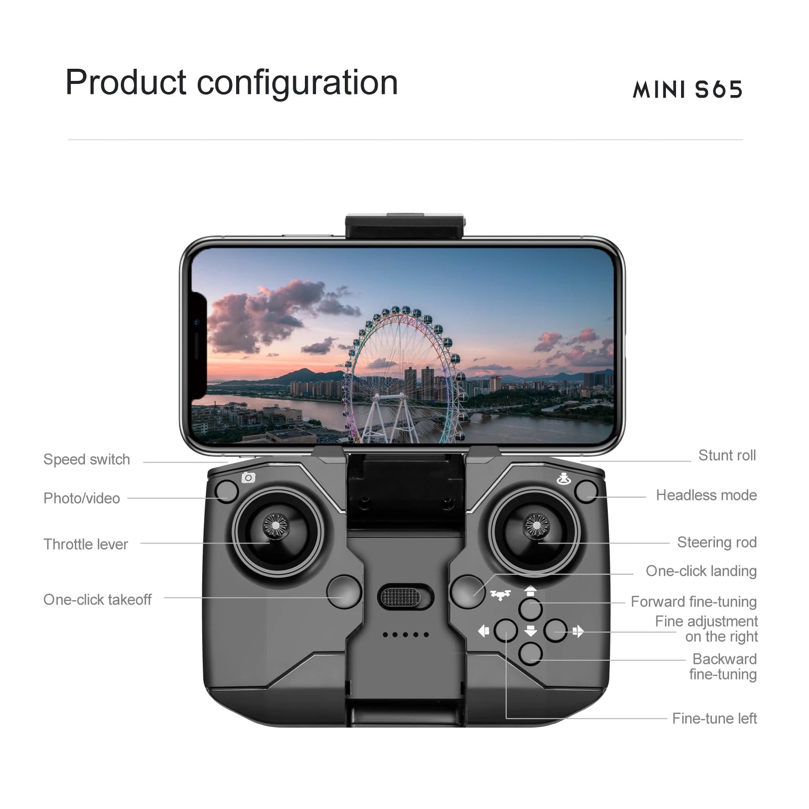KBDFA S65 4K Mini Drone - HD WIFI FPV 1080P ارتفاع الكاميرا مع تثبيت RC قابلة للطي كوادكوبتر درون Rc هليكوبتر بدون طيار لعبة هدية 51 KBDFA S65 4K Mini Drone, product configuration mini 565 speed switch stunt roll photolvideo headless