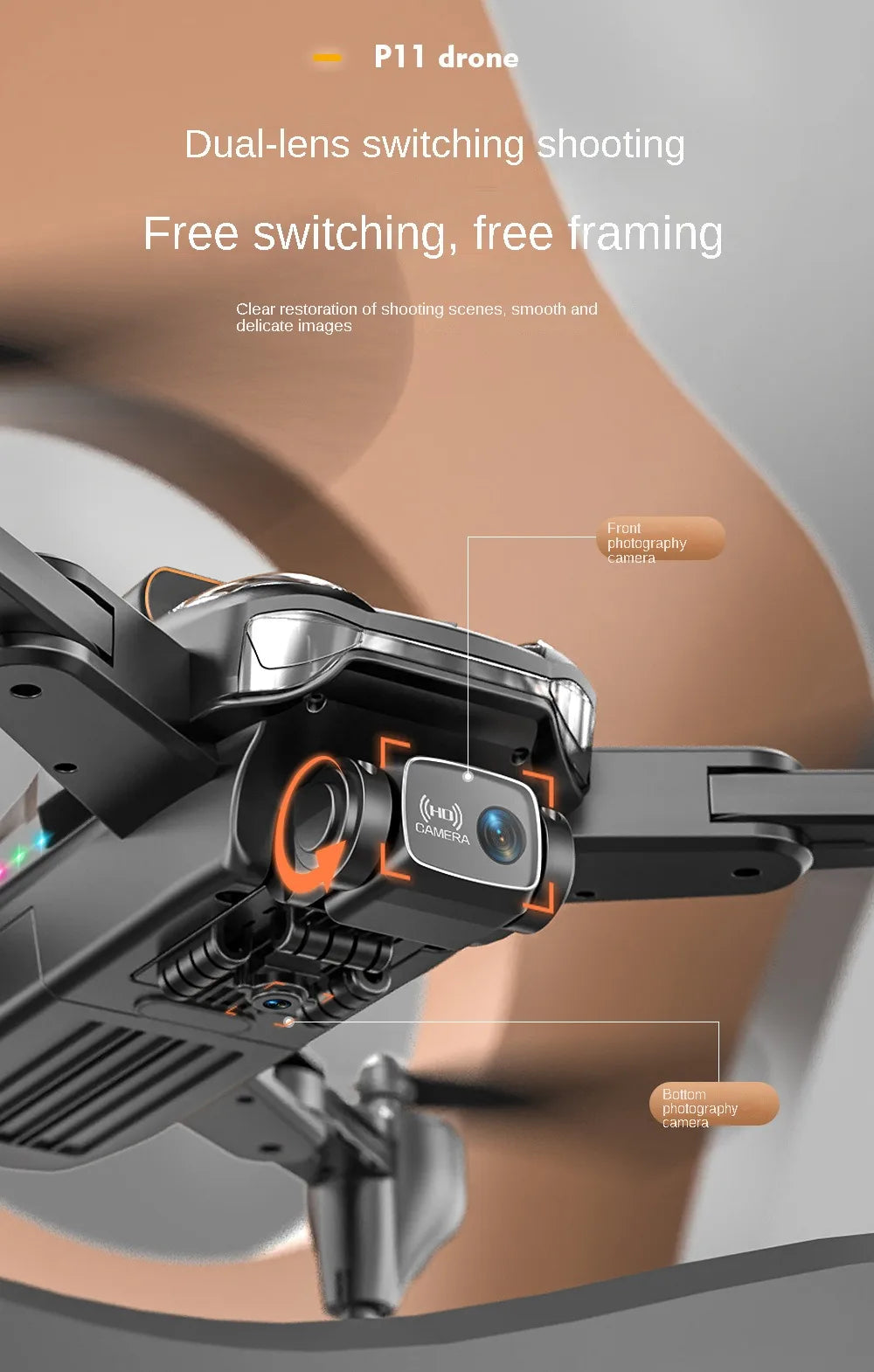 P11 Drone, drone canera p11 dual-lens switching shooting free