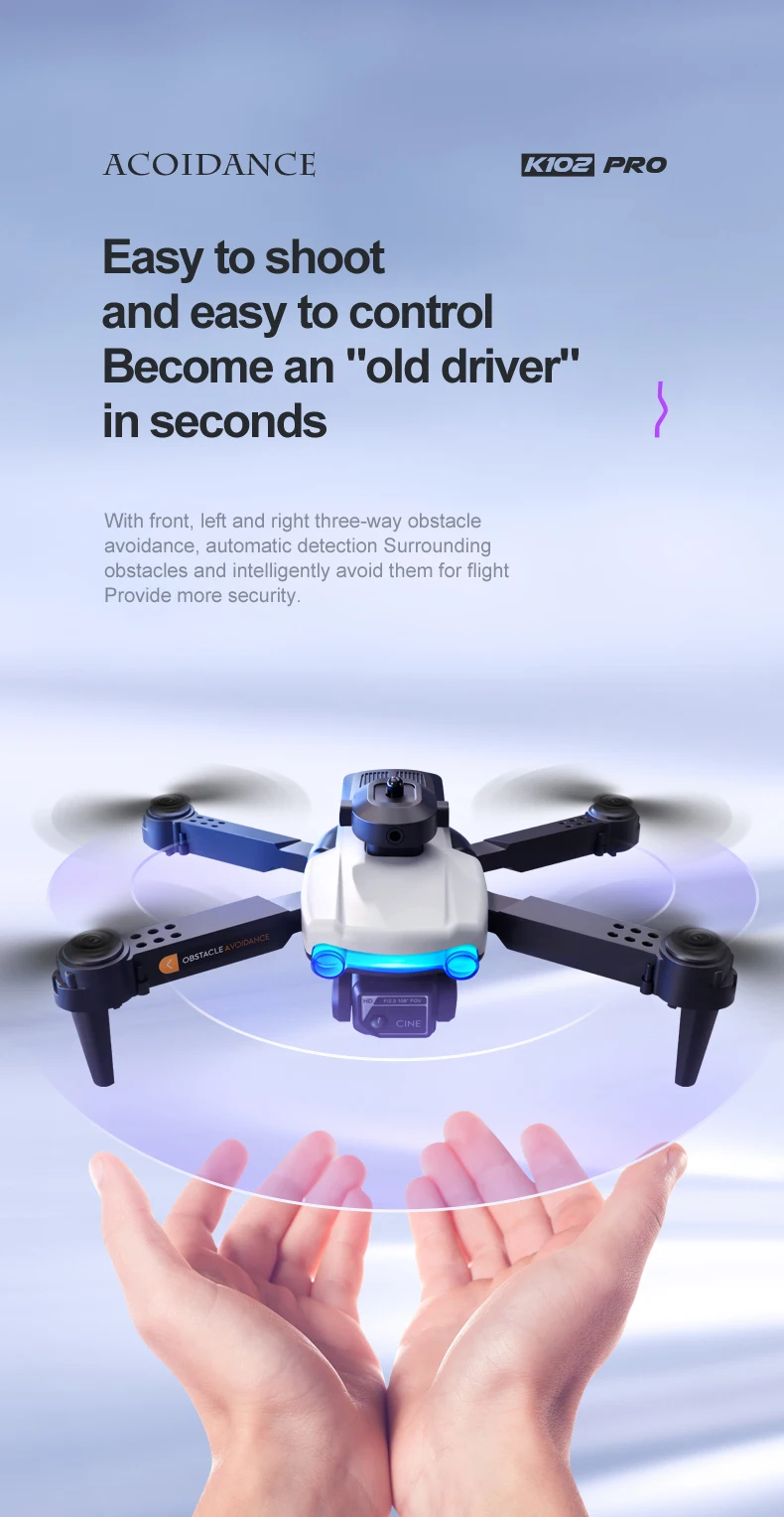 K102 Pro Drone - UAV رباعية الاتجاه OA 4K كاميرا مزدوجة واي فاي RC هليكوبتر FPV تحديد المواقع التدفق البصري لعبة التصوير الجوي بدون طيار هدية 10 K102 Pro Drone, acoidance kioz pro easy to shoot