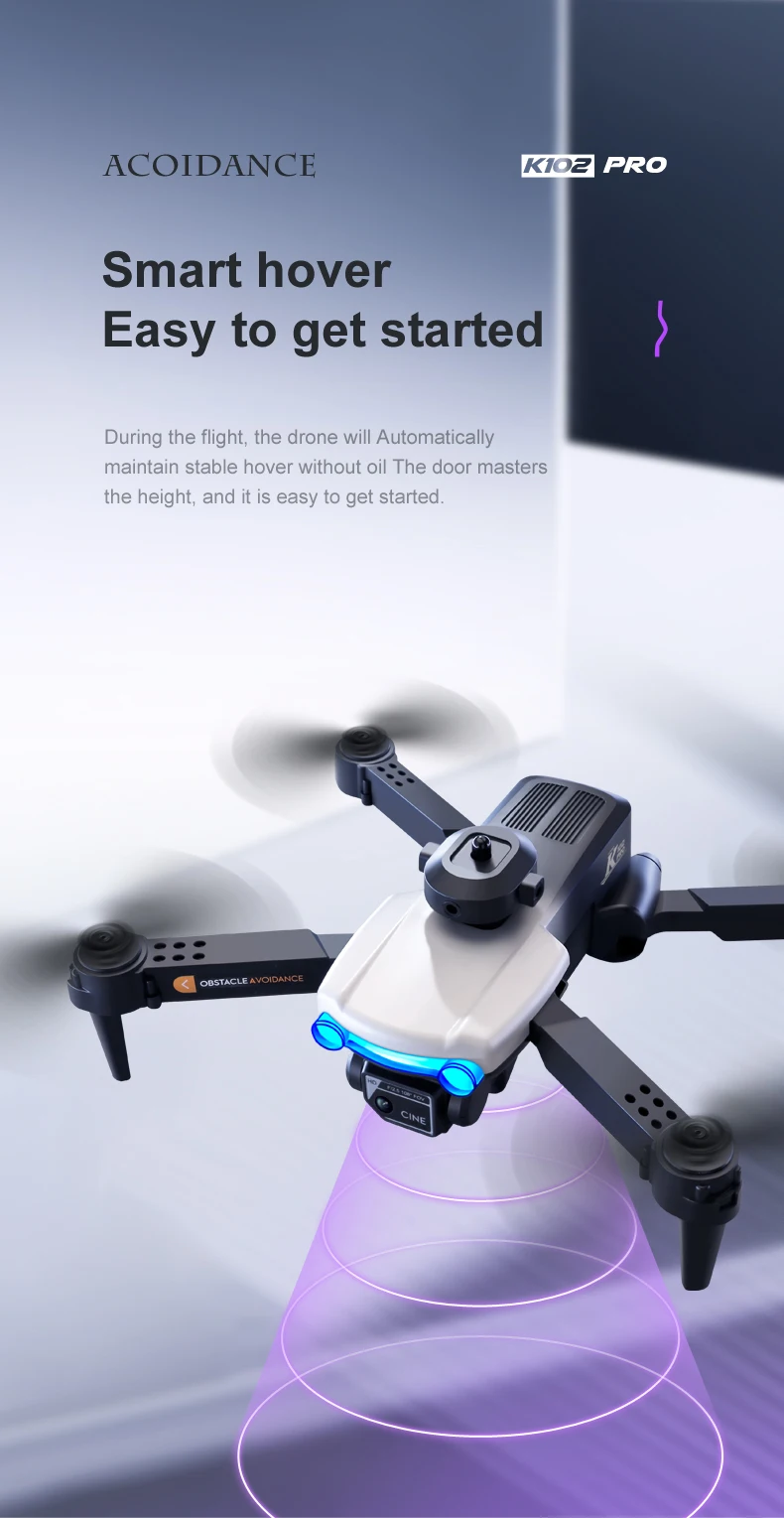 K102 Pro Drone - UAV رباعية الاتجاه OA 4K كاميرا مزدوجة واي فاي RC هليكوبتر FPV تحديد المواقع التدفق البصري لعبة التصوير الجوي بدون طيار هدية 18 K102 Pro Drone, the drone automatically maintain stable hover without oil the door masters the height