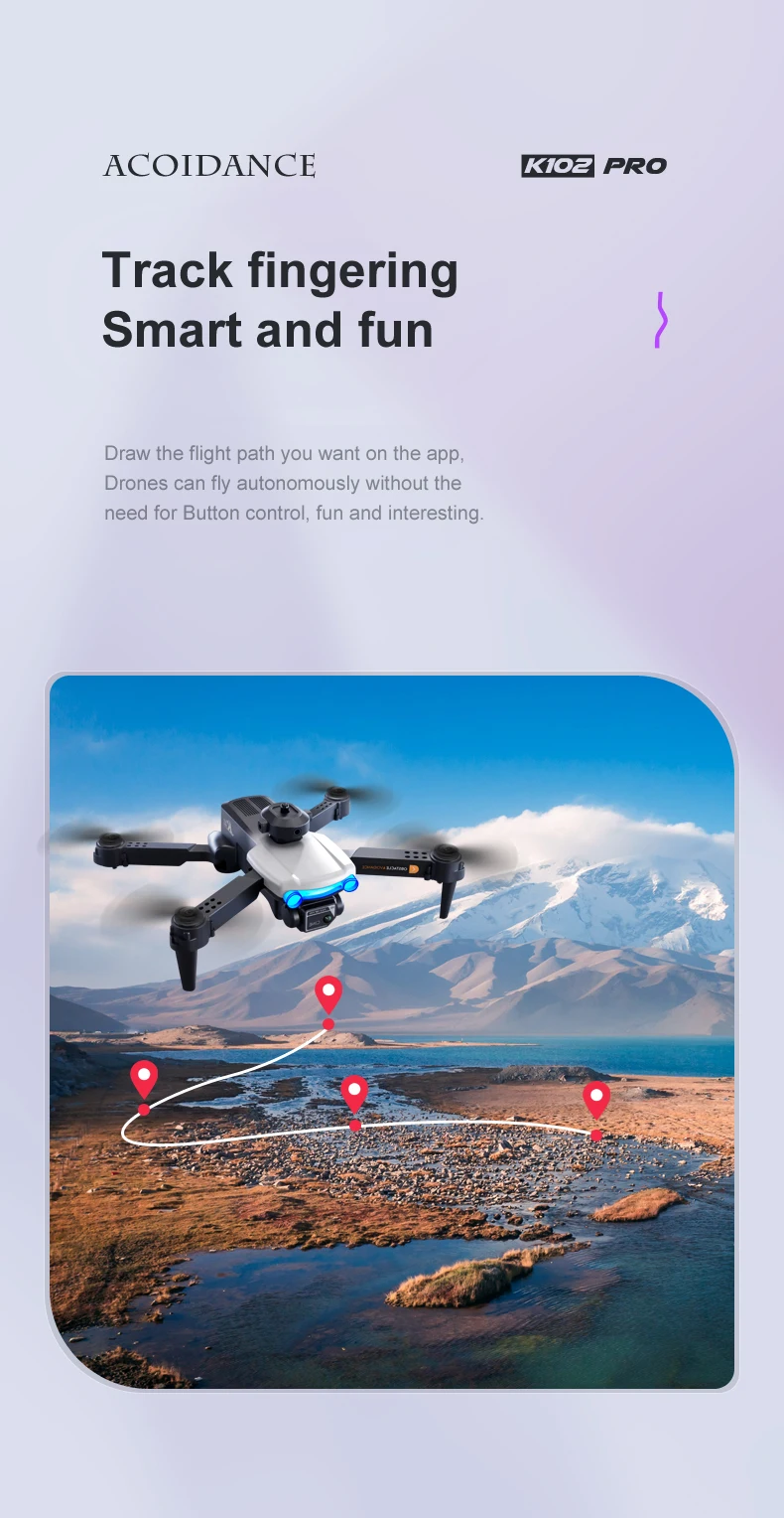 K102 Pro Drone - UAV رباعية الاتجاه OA 4K كاميرا مزدوجة واي فاي RC هليكوبتر FPV تحديد المواقع التدفق البصري لعبة التصوير الجوي بدون طيار هدية 20 K102 Pro Drone, drones can fly autonomously without the need for button control .