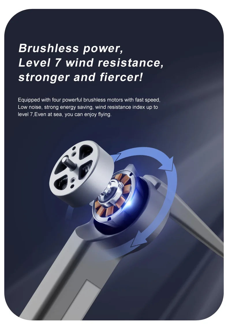 F9 drone, four powerful brushless motors with fast speed, low noise, strong