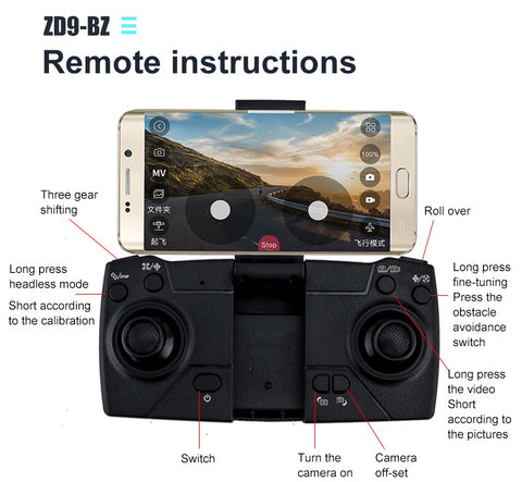 ZD9 Drone, avo dance swilch long press press headless