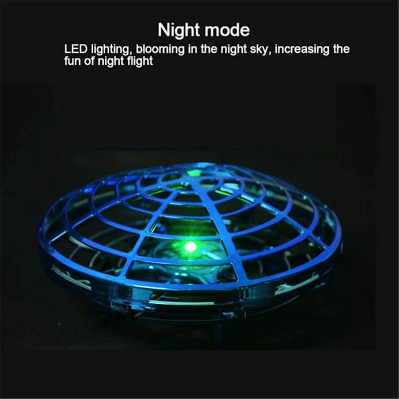 UFO Drone, night mode led lighting,blooming in the night sky, increasing