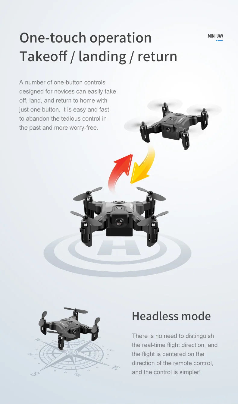 V2 Mini Drone, one-touch operation mini uav takeoff landing return 