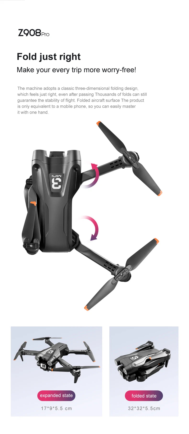 QJ Z908 Drone, z908pro fold just right makes your every trip more worry