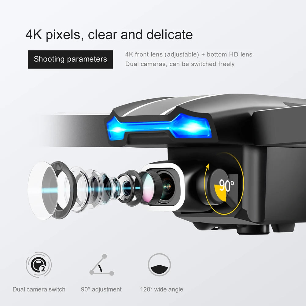 YLRC S65 Drone, ajue dual camera switch 90" adjustment 1208 wide angle