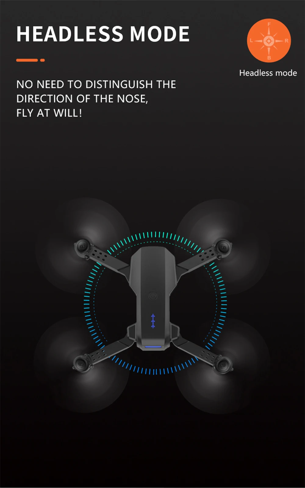 K5 Mini Drone, headless mode no need to distinguish the direction of the nose, fly