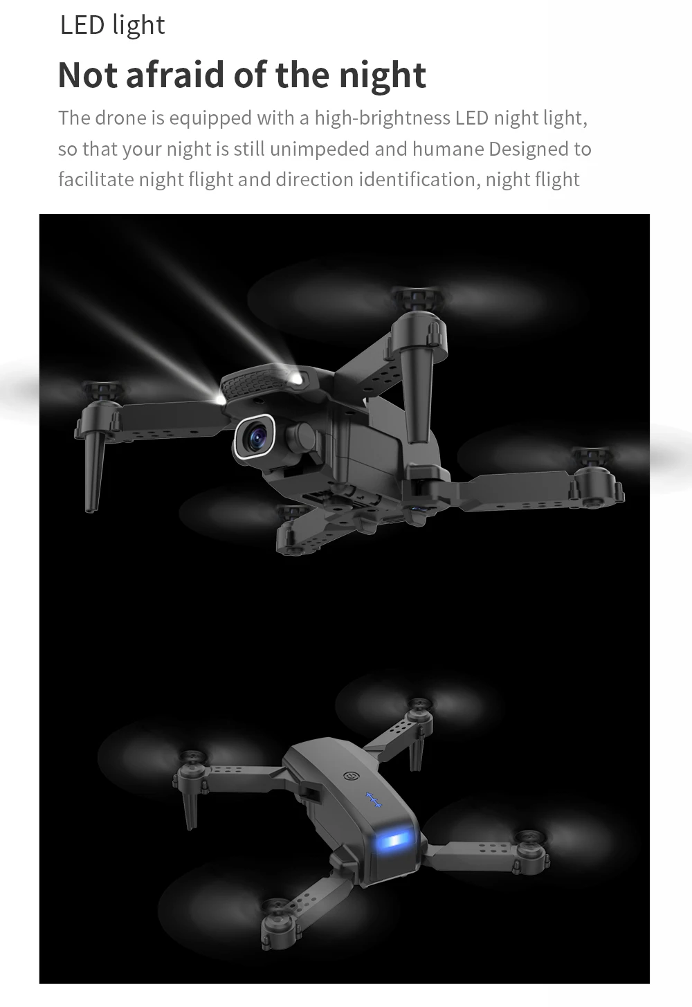 K5 Mini Drone, drone is equipped with a high-brightness led night light
