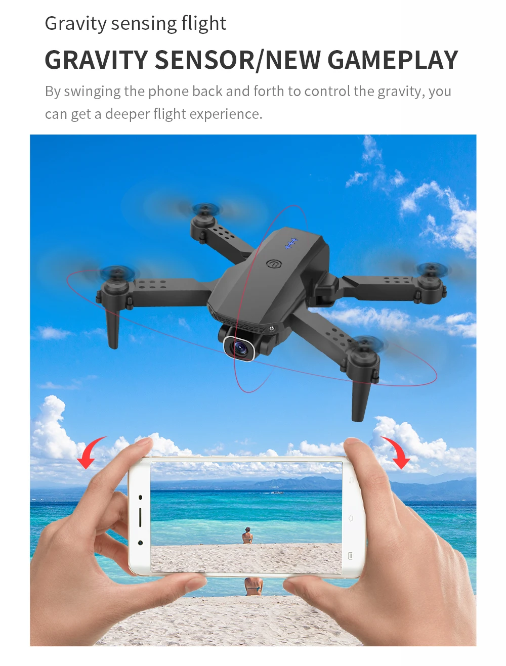 K5 Mini Drone, gravity sensing flight gravity sensorinew gameplay by swinging the phone