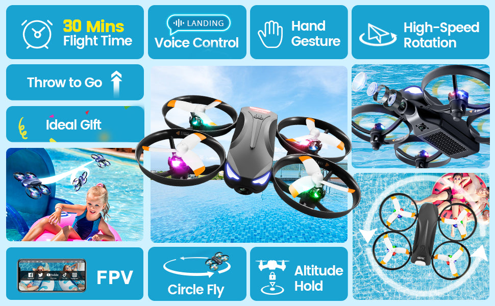 4DRC V16 Drone, 30 mins 'ilt landing hand high-speed flight time