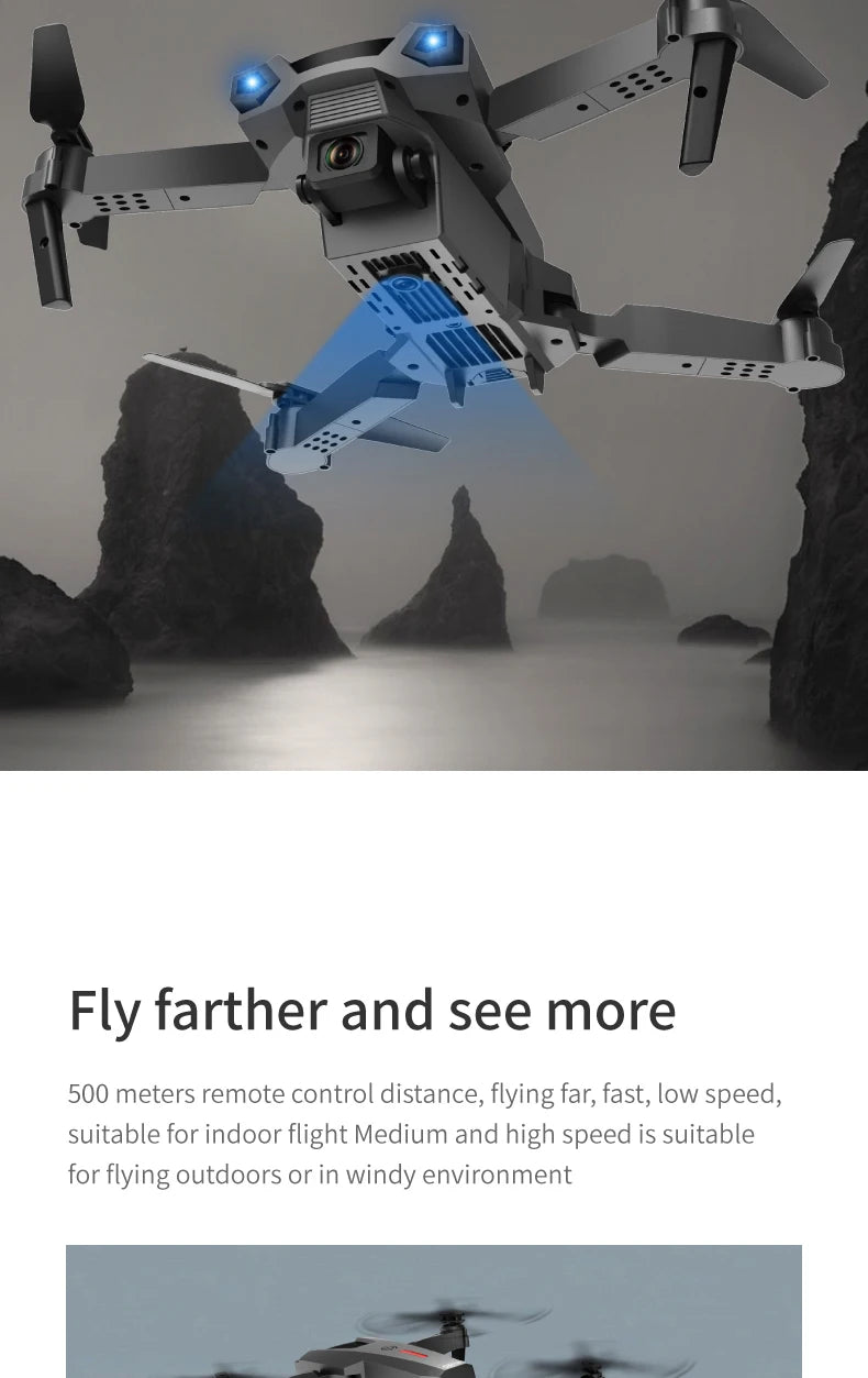 S1max drone, fly farther and see more 500 meters remote control distance; flying far;