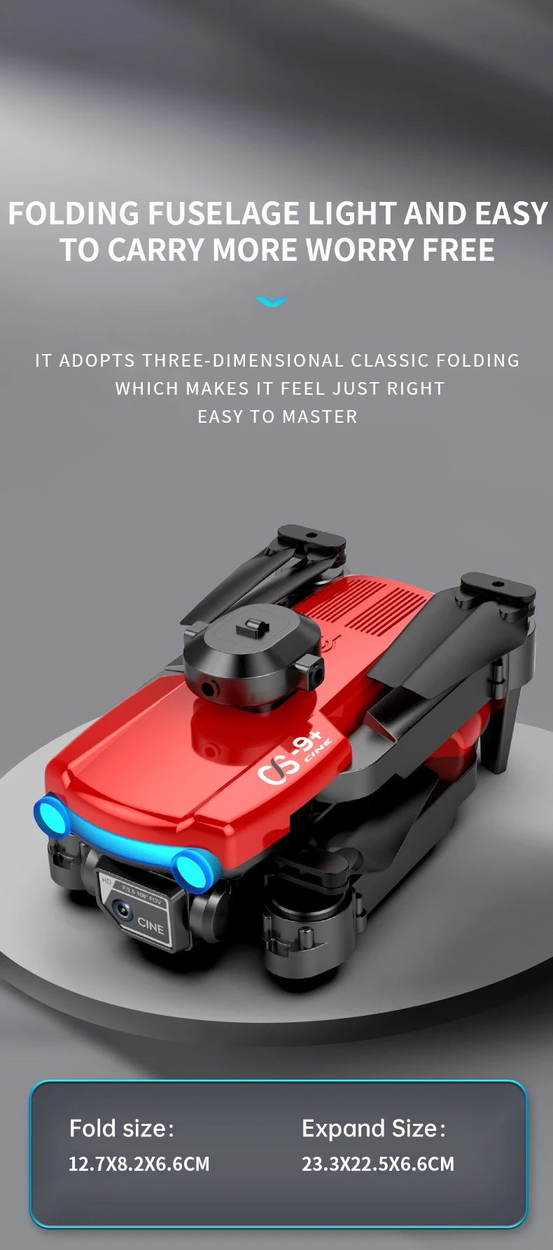 CS9 Drone, folding fuselage light and easy to carry more worry free it adopts