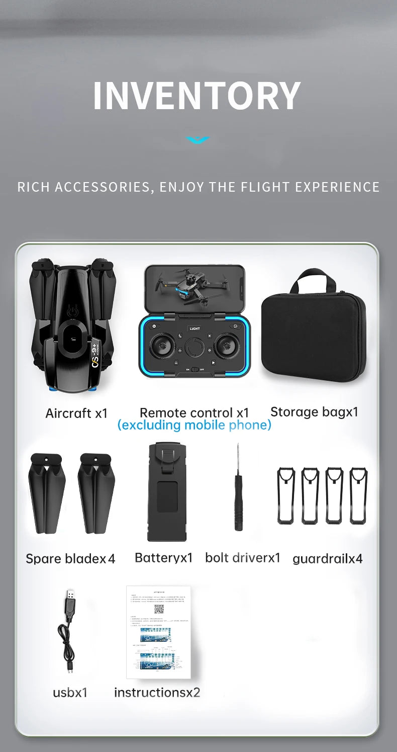 CS9 Drone, qoo spare bladex4 batteryx1 bolt driverx