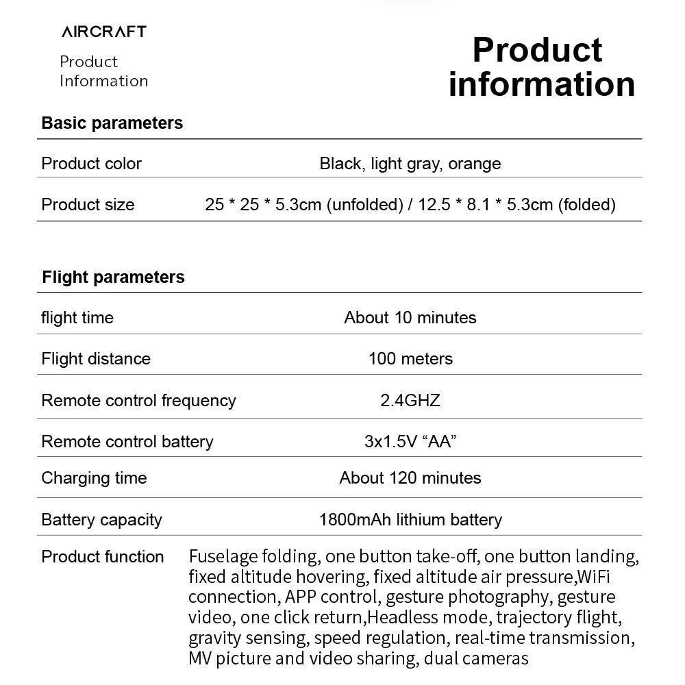 E99 Pro Drone With HD Camera, E99 Pro Drone, flight parameters flight time about 10 minutes flight distance 100 meters 2.4g