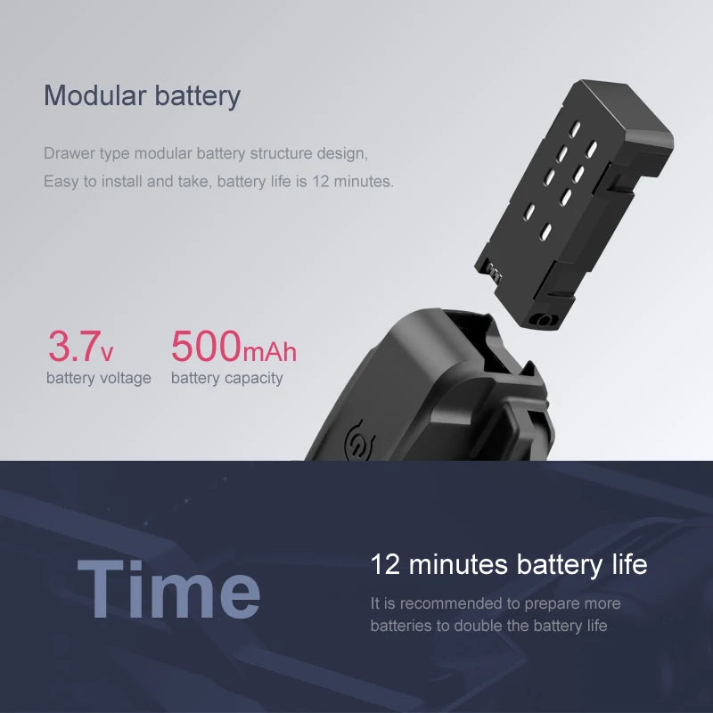 Ls XT6 Mini Drone, 3.7v 500mah voltage capacity 12 minutes battery life time