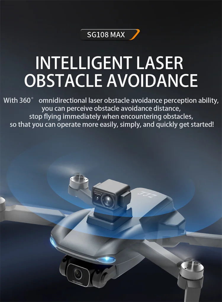 SG108 MAX - 4K Mini Drone, sg108 max intelligent laser obstacle avoidance with 360 