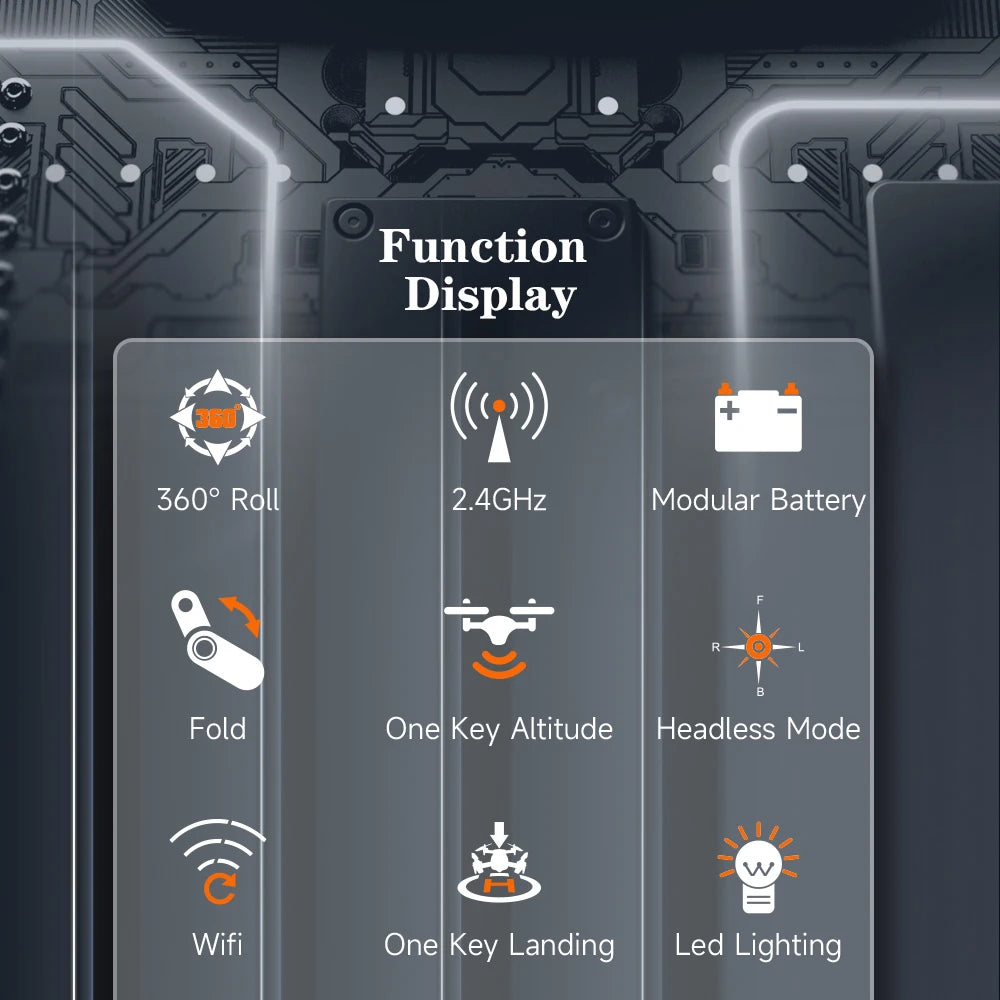 F183 Drone, function display ue0_ 3600 roll 24ghz
