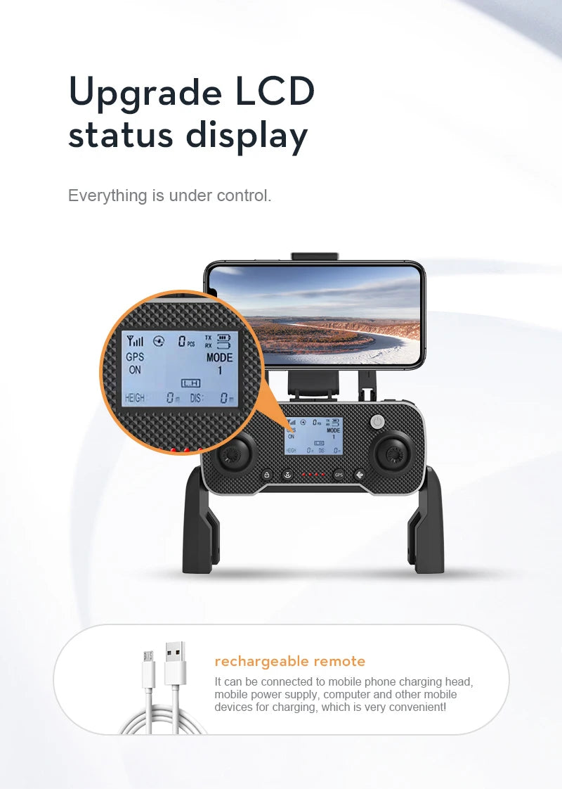 XYRC K80 PRO MAX GPS Drone, rechargeable remote can be connected to mobile phone charging head, mobile power