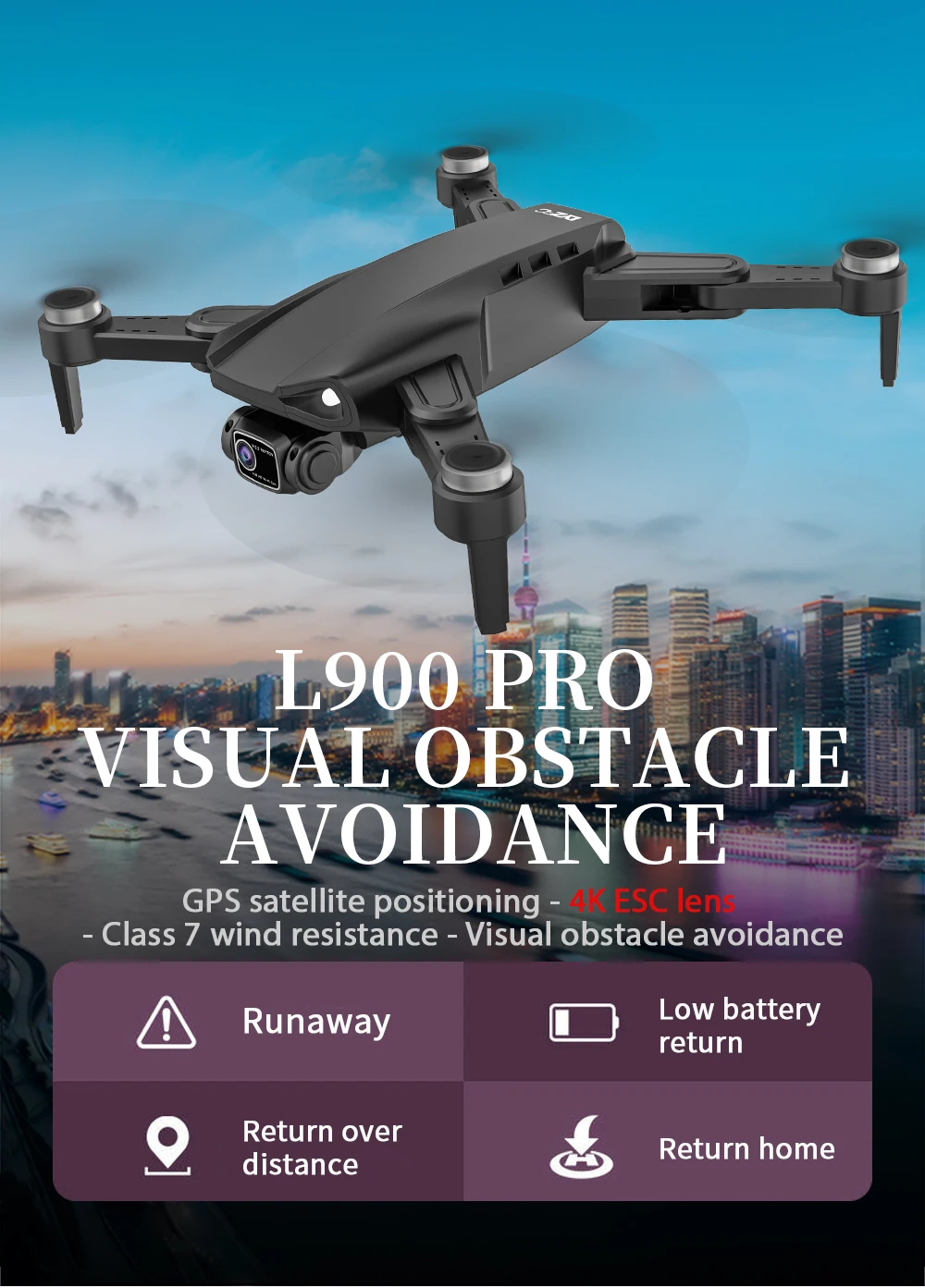 L900 PRO SE Drone, l9oo pro visual obstacle avoidance gps