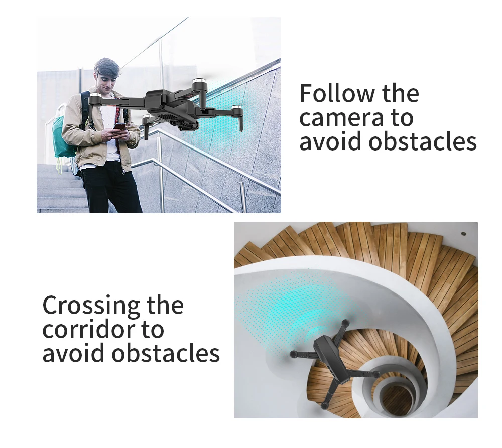 L900 PRO SE Drone, follow the camera to avoid obstacles crossing the corridor to avoid