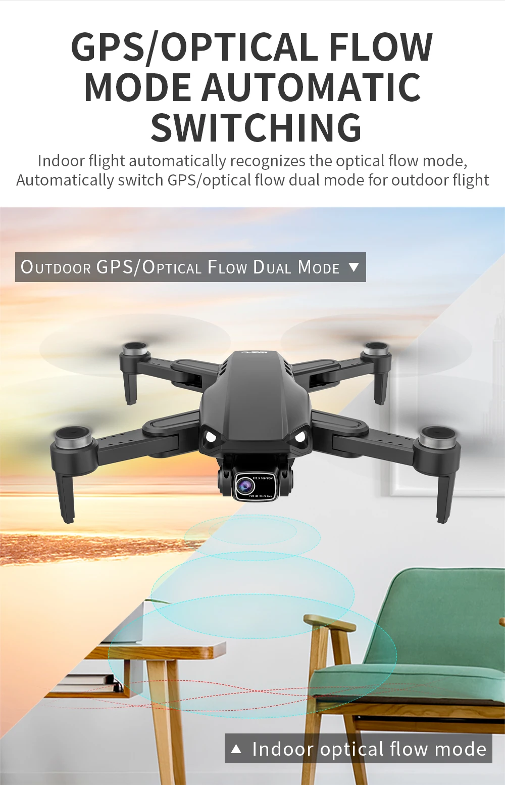 L900 PRO SE Drone, gps/optical flow mode automatic switching indoor flight automatically