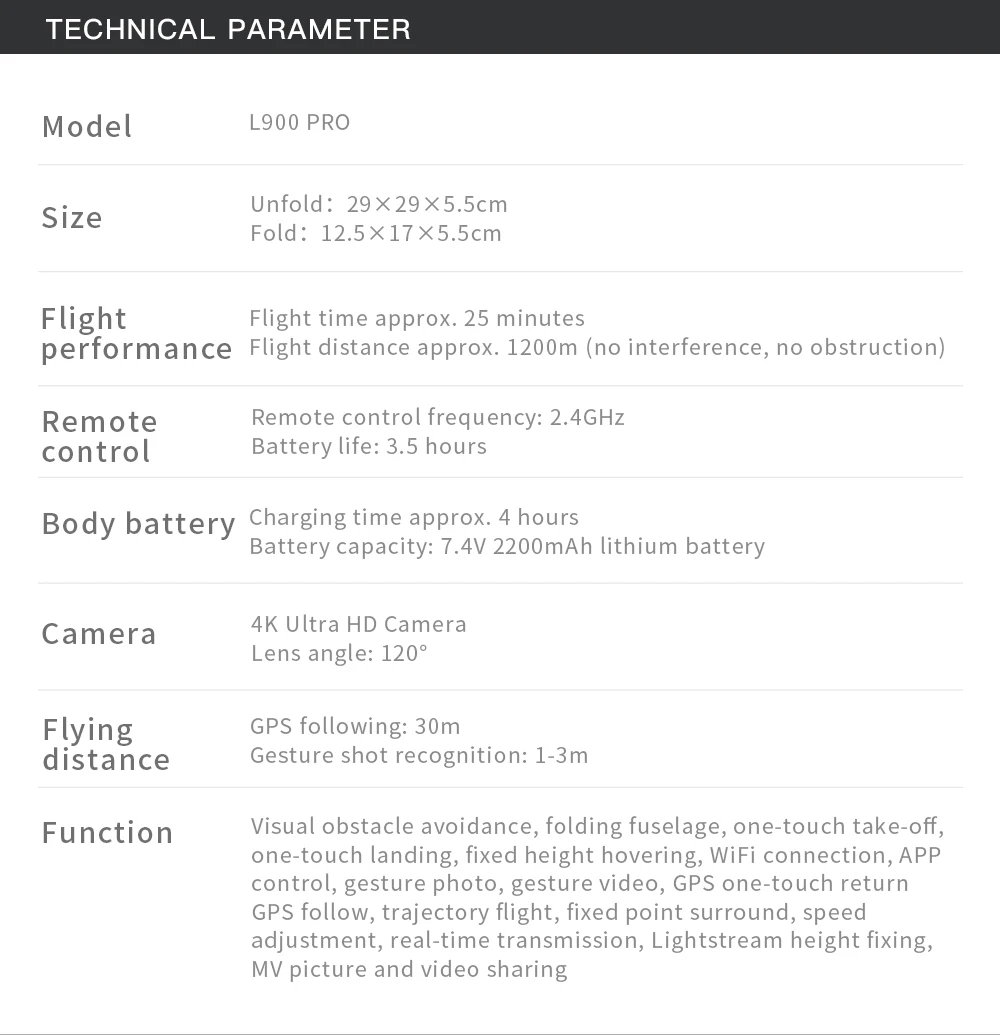 L900 PRO SE Drone, the high-capacity 7.4v 2200mah