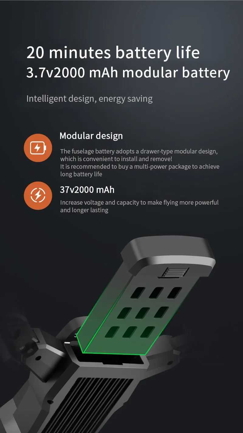 S60 Drone, fuselage battery adopts a drawer-type modular design .