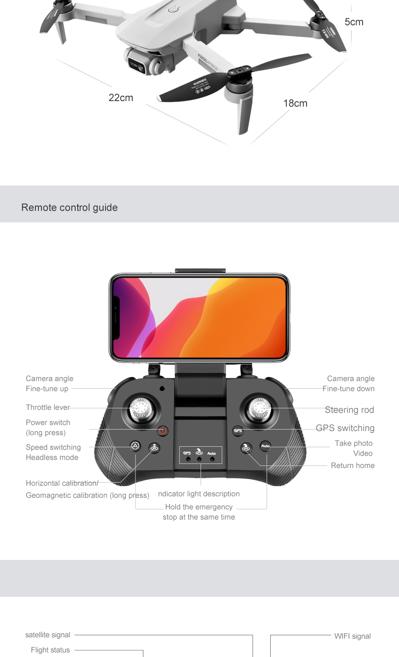 4DRC F8 Drone, scm 22cm 8cm remote control guide camera