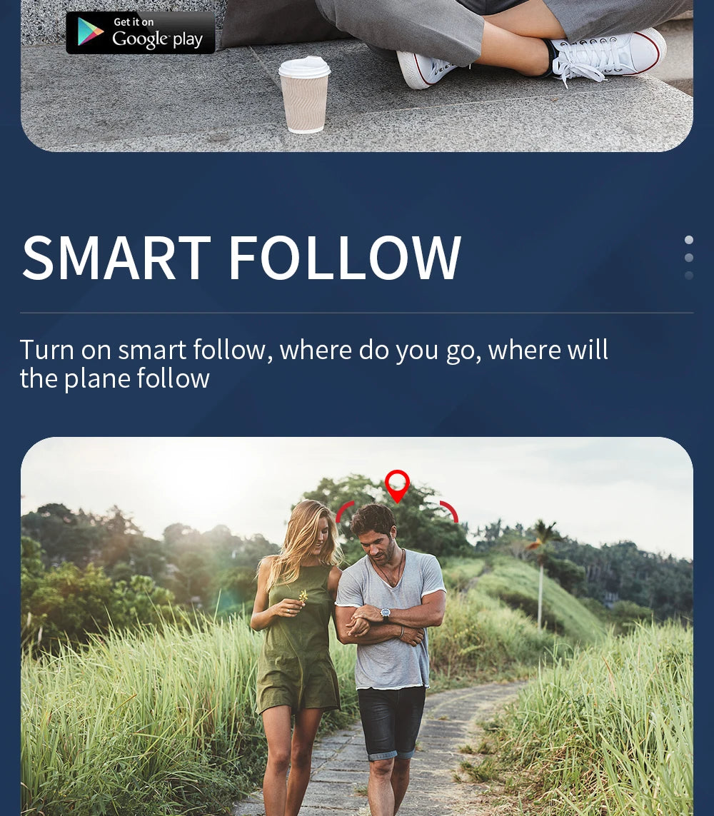 ZLL SG107 PRO Drone, google play smart follow turn on smart follow, where do you go,