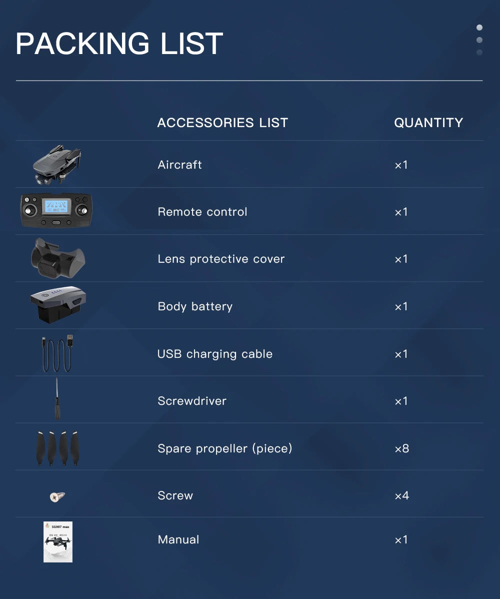 ZLL SG107 PRO Drone, x1 spare propeller (piece) x8 screw 