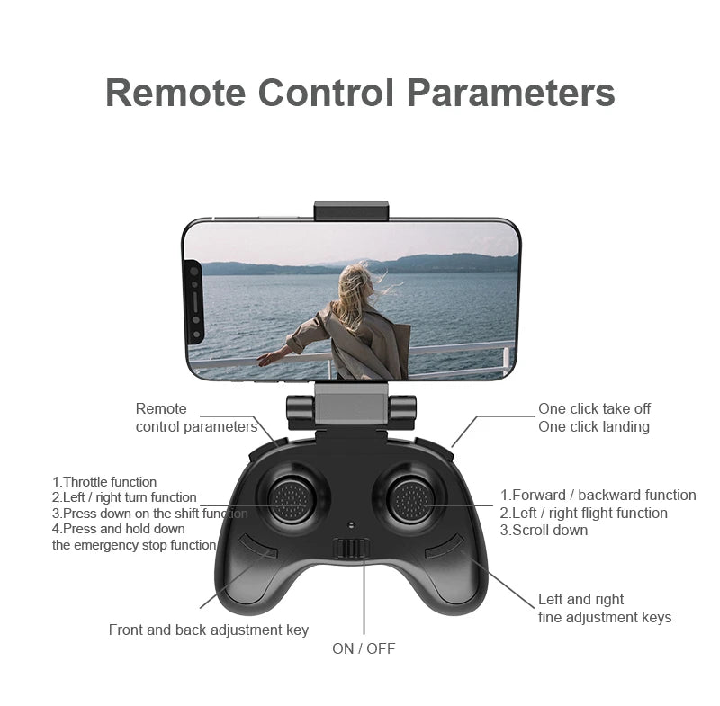 R16 Drone, remote control parameters remote one click take off throttle function 2left /