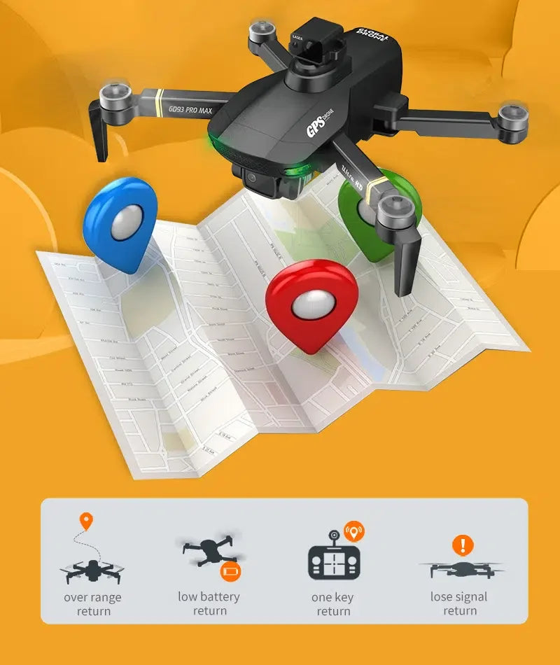 GD93 Pro Max Drone, 6093 pro klax over range low battery one lose signal return