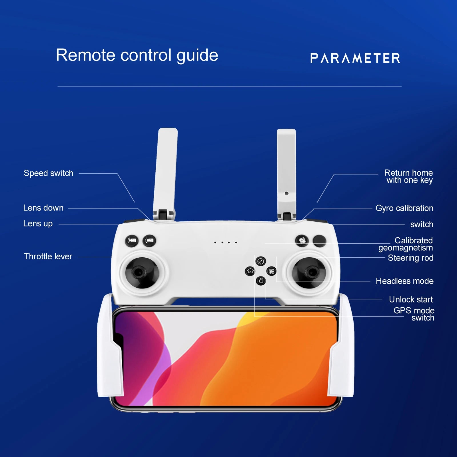 QJ S106 GPS Drone, remote control guide parameter speed switch return home with one lens down g