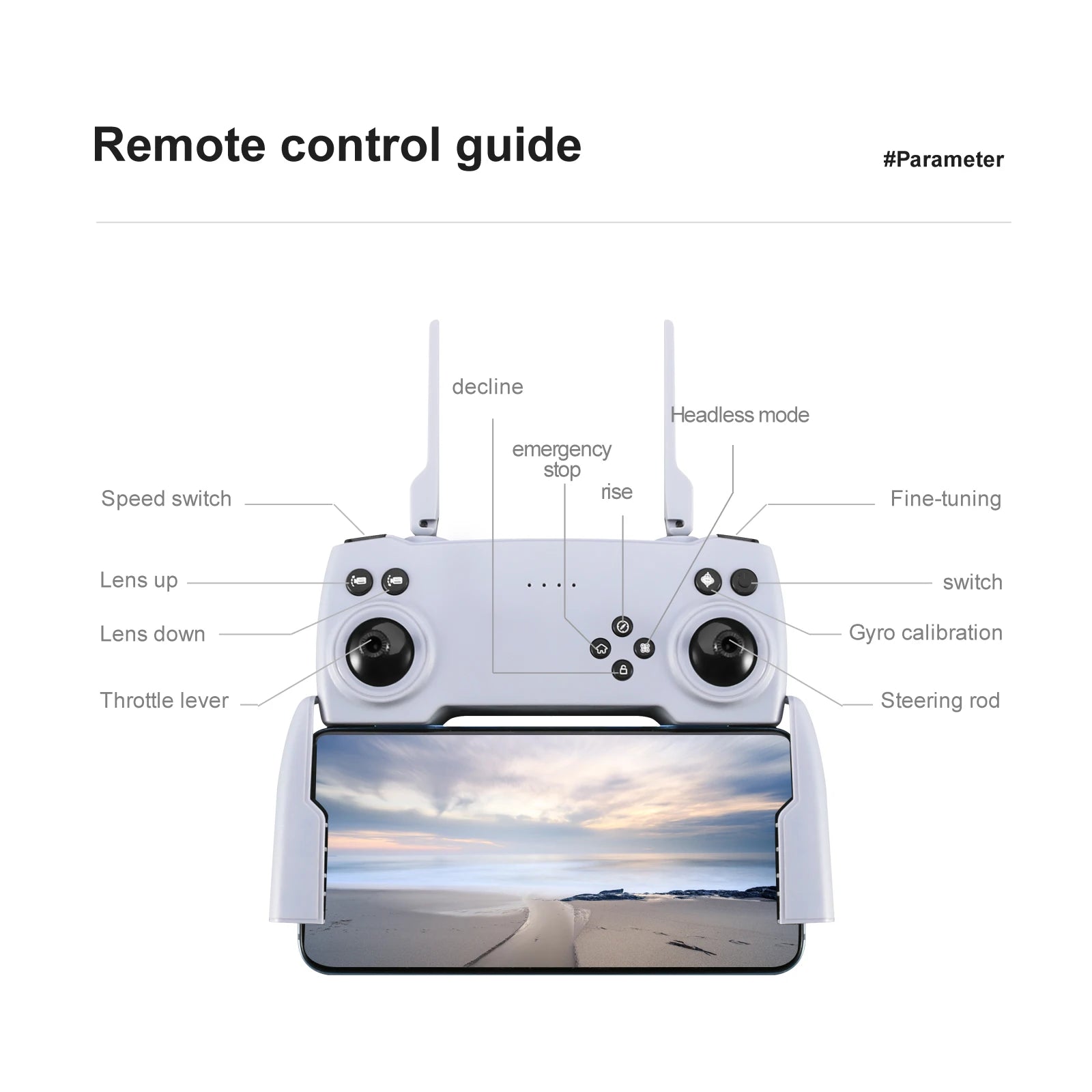 S90 طائرة صغيرة بدون طيار - كاميرا 4K عالية الدقة بزاوية واسعة ESC 1080P WiFi Fpv كاميرات مزدوجة الارتفاع تحافظ على ألعاب طائرات الهليكوبتر للأولاد 36 S90 Mini Drone, remote control guide #parameter decline headless mode emergency speed switch rise