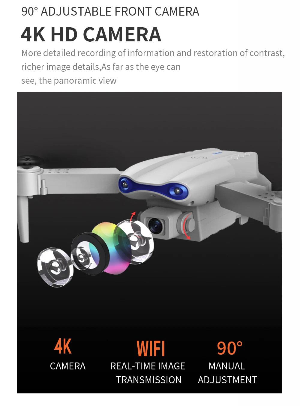 XYRC K3 Mini Drone, panoramic view 4k wifl 909 camera real-time