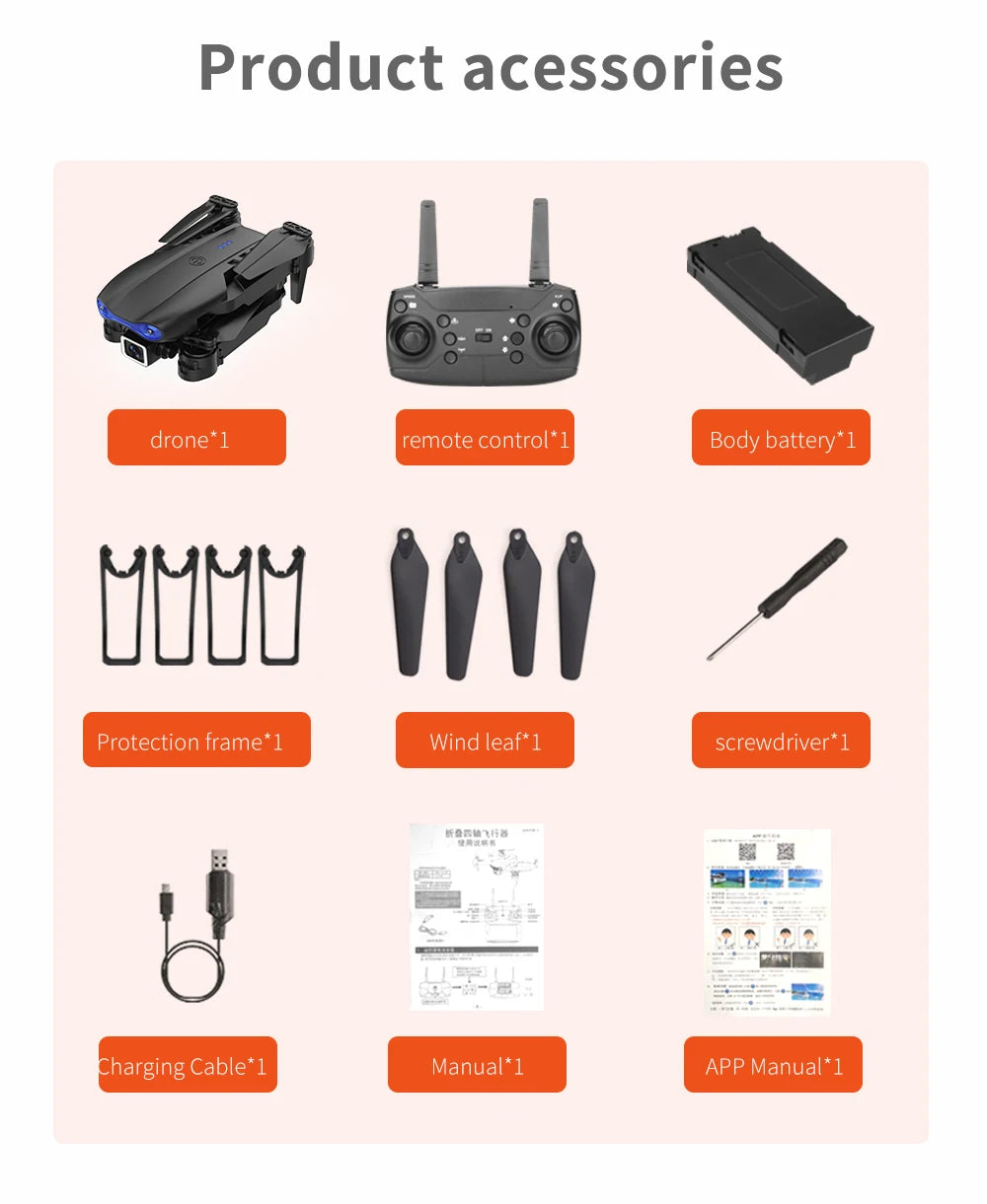 XYRC K3 Mini Drone, hhp protection frame*1 wind leaf*1 screwdrive