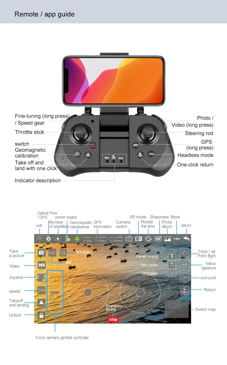 F3 drone, calibration headless mode take off and one-click return land with one