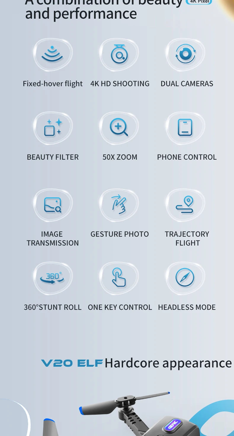 طائرة بدون طيار 4DRC V20 - كاميرا مزدوجة احترافية عالية الدقة بدقة 4k fpv بدون طيار مع ارتفاع يحافظ على طائرات بدون طيار للتصوير الفوتوغرافي وطائرة هليكوبتر قابلة للطي كوادكوبتر بدون طيار 29 4DRC V20 Drone, acoinipinatron oi 4np