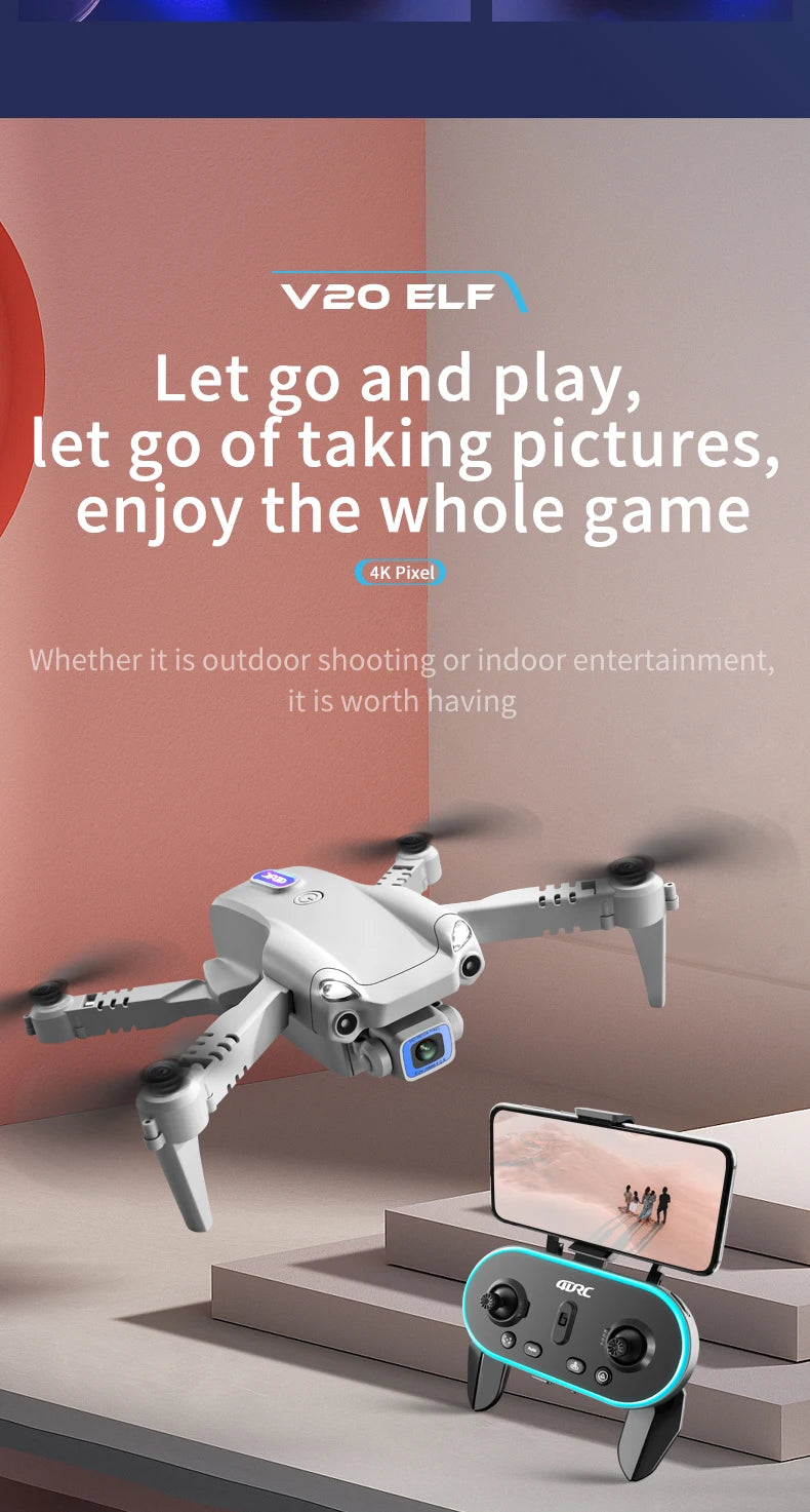 طائرة بدون طيار 4DRC V20 - كاميرا مزدوجة احترافية عالية الدقة بدقة 4k fpv بدون طيار مع ارتفاع يحافظ على طائرات بدون طيار للتصوير الفوتوغرافي وطائرة هليكوبتر قابلة للطي كوادكوبتر بدون طيار 34 4DRC V20 Drone -