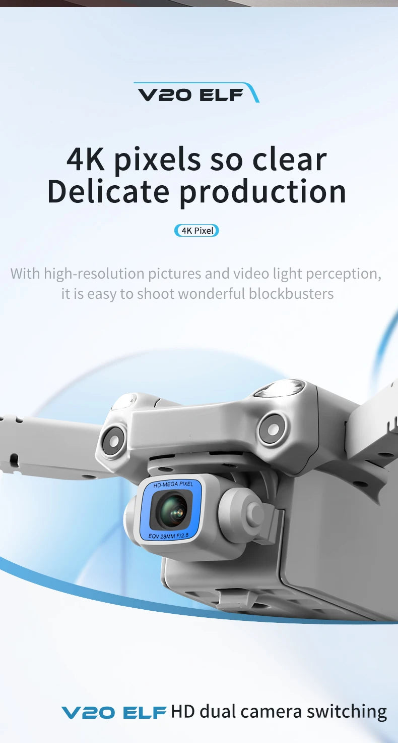 طائرة بدون طيار 4DRC V20 - كاميرا مزدوجة احترافية عالية الدقة بدقة 4k fpv بدون طيار مع ارتفاع يحافظ على طائرات بدون طيار للتصوير الفوتوغرافي وطائرة هليكوبتر قابلة للطي كوادكوبتر بدون طيار 35 4DRC V20 Drone, vzo elf 4k pixels so clear delicate production 4